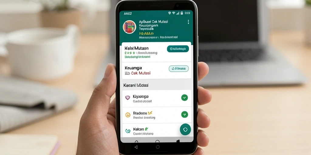 Tampilan antarmuka aplikasi Cek Mutasi AA62 yang sederhana dan mudah digunakan.